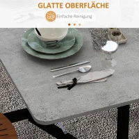 HOMCOM Eettafel voor 4-6 Personen, Opvouwbare Tafel met Wielen, Stalen Frame, 52,5-120 x 80 x 73 cm, Grijs(m-7)