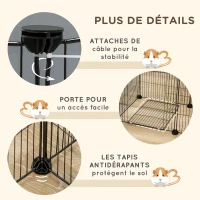 PawHut Lot de 2 enclos parc modulable pour petits animaux lapins rongeurs chiots 36 panneaux en fil d'acier 4 portes noir(m-6)