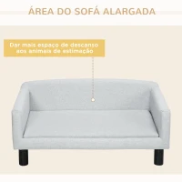 PawHut Sofá para Cães Médios com Pernas de Madeira Cama para Animais de Estimação Capacidade 20 kg 82x54x36 cm Cinzento(m-6)