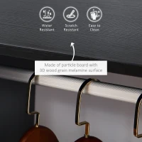 HOMCOM Cuier cu Bară din Aluminiu și 2 Rafturi Deschise, Cuier din PAL, 60x40x128 cm, Negru(m-4)