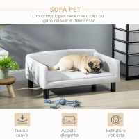 PawHut Sofá para Cães Médios com Pernas de Madeira Cama para Animais de Estimação Capacidade 20 kg 82x54x36 cm Cinzento(m-4)