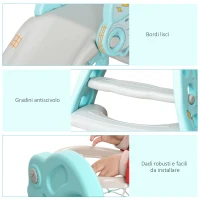 HOMCOM Scivolo per Bambini da 18 Mesi Pieghevole con 3 Scalini e Canestro Basket, 140x87x75cm, Blu e Grigio(m-6)