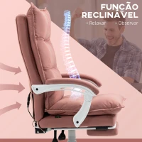 Vinsetto Cadeira de Escritório com 6 Pontos de Massagem e 5 Modos Reclinável com Função de Aquecimento 66x74x114-121,5 cm Rosa(m-5)