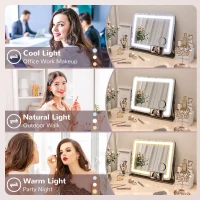 HOMCOM LED Light Tabletop Makeup Mirror, with Adjustable Settings(m-6)