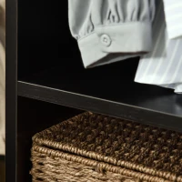 HOMCOM Cuier cu Bară din Aluminiu și 2 Rafturi Deschise, Cuier din PAL, 60x40x128 cm, Negru(m-7)