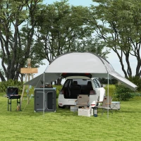 Outsunny Auto Hecktent Carport Voertuigoverkapping, weerbestendig, 300 cm x 262 cm x 260 cm, Lichtgrijs(m-9)