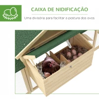 PawHut Galinheiro de Madeira 204x85x93 cm Jaula para 2-4 Galinhas com Ninho Bandeja Extraível Telhado de Asfalto e Rampa Natural(m-6)