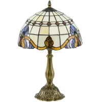 HOMCOM Stained Glass Table Lamp, Handmade Antique Bedside Lamp, Decorative Night Light for Bedroom, Living room, Home, Nightstand(m-11)