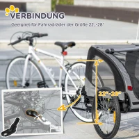 PawHut Hundeanhänger Fahrradanhänger bis 20kg Netzfenster, aufrollbare Abdeckung, Universalkupplung Schwarz, 140 x 71 x 83 cm(m-7)