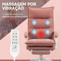 Vinsetto Cadeira de Escritório com 6 Pontos de Massagem e 5 Modos Reclinável com Função de Aquecimento 66x74x114-121,5 cm Rosa(m-4)