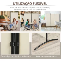 HOMCOM Biombo de 3 Paineis Separador de Ambientes Dobrável Biombo de Privacidade com 6 Pés de Metal 253x50x182 cm Bege(m-6)