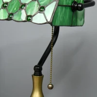 HOMCOM Stained Glass Table Lamp, Vintage Lamp with Green Handmade Shade, Metal Base, Antique Bedside Lamp for Bedroom Living Room Home Decoration(m-8)