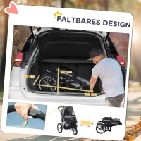PawHut Hundewagen Hundetrolley mit Jogger-Funktion bis 20 kg Klappbar Netzfenster, Ablagekorb, Grau, 111 x 58 x 107 cm(m-6)