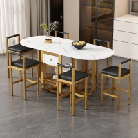 Ensemble de 6 Chaises de Salle à Manger Modernes avec Pieds en Métal pour Salon et Salle à Manger, Noir+Or(m-1)