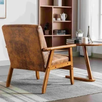 Fauteuil Relax Mid-Century Modern avec Accoudoirs et Pieds en Bois Massif pour Salon et Chambre à Coucher, Café(m-5)