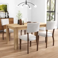 Ensemble de 4 chaises de salle à manger en velours, design moderne et rembourrées, avec pieds en bois, polyvalentes pour salon et chambre à coucher, déstockage chaises salle à manger, Blanc(m-5)