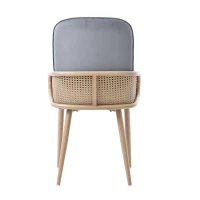 Ensemble de 2 chaises salle à manger modernes rembourrées en rotin et velours, Gris(m-8)