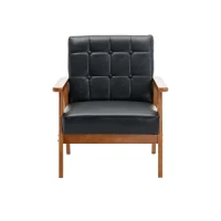 Fauteuil de Relaxation Mid-Century Modern avec Accoudoirs et Pieds en Bois Massif pour Salon et Chambre à Coucher, Noir(m-10)
