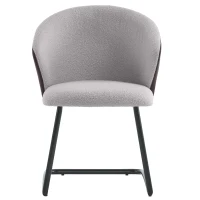 Ensemble de 2 chaises de salle à manger modernes en velours Teddy avec dossier rembourré, Gris(m-10)