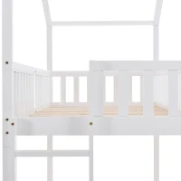 Lit Superposé pour Enfants en Bois de Pin avec 3 Lits, Design Gain de Place, 206x97x235 cm, Blanc(m-6)
