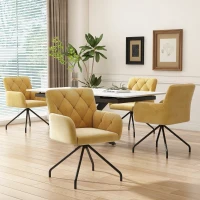 Ensemble de 2 chaises de salle à manger rembourrées en velours avec motif diamant, fauteuil moderne avec pieds en métal, 49x57x82 cm, Jaune(m-4)