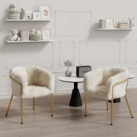 Ensemble de 2 Chaises de Salle à Manger Rembourrées en velours et Pieds en Métal pas cher, Beige(m-1)