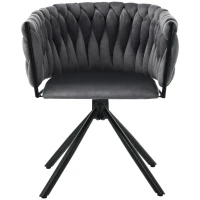 Chaise de Salle à Manger Pivotante à 360° et Rembourrée, Design Ergonomique et Structure en Métal, Effet Velours, Gris(m-9)
