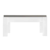 Banc moderne avec coffre et coussin en simili cuir, design élégant pour salon et entrée, Gris+Blanc(m-8)