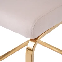 Ensemble de 4 chaises de salle à manger rembourrées en velours avec design diamant au dos et pieds de support en métal doré, idéales pour salle à manger et salon, Beige(m-8)