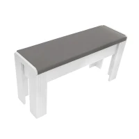 Banc moderne avec coffre et coussin en simili cuir, design élégant pour salon et entrée, Gris+Blanc(m-2)