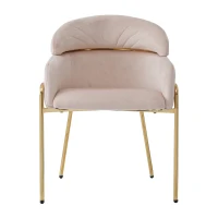 Lot de 6 chaises de salle à manger tapissées en velours, légères et élégantes, quatre pieds en métal, pour salon et chambre, Beige(m-9)