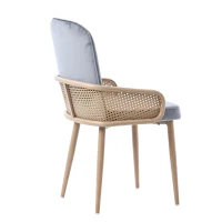 Ensemble de 2 chaises salle à manger modernes rembourrées en rotin et velours, Gris(m-7)