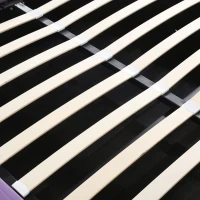 Lit Coffre Double avec Système Hydraulique, Sommier à Lattes et Tête de Lit Réglable en Hauteur, en Bois, 140x203x125-131 cm, Violet(m-8)