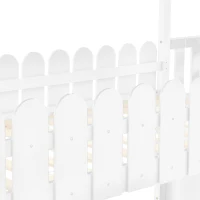 Lit superposé pour enfants en bois avec 3 marches et 2 tiroirs, décoration en clôture, 242,5x96,3x211,5 cm, Blanc(m-9)