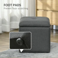 HOMCOM Bancă cu Spațiu de Depozitare Tip Ottoman, Tapițată cu Țesătură Respirabilă, 39x39x39 cm, Gri(m-6)