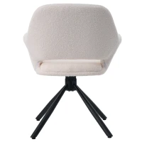 Set de 2 scaune de dining moderne, tapițate în sherpa, cu cotiere și funcție rotativă, Alb(m-8)
