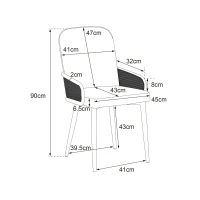 Ensemble de 2 chaises salle à manger modernes rembourrées en rotin et velours, Gris(m-3)