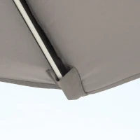 Outsunny Chapéu de Sol com 32 Luzes LED Solares Ø265x233cm Chapéu de Sol Inclinável com Manivela e Mastro de Aço para Terraço Pátio Exterior Cinza(m-8)