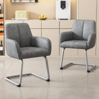 Ensemble de 2 Chaises de Salle à Manger Modernes avec Pieds Courbés en Acier, Assise Ergonomique en Microfibre, Gris(m-1)