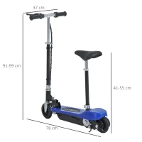 Homcom Trottinette Électrique 120 W Pliable pour Enfants à Partir de 7 Ans Hauteur de Guidon et Selle Réglable 10 Km/h Max.(m-3)
