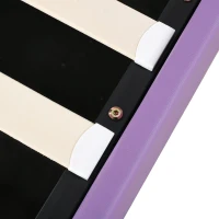 Lit Coffre Double avec Système Hydraulique, Sommier à Lattes et Tête de Lit Réglable en Hauteur, en Bois, 140x203x125-131 cm, Violet(m-7)