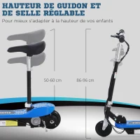 Homcom Trottinette Électrique 120 W Pliable pour Enfants à Partir de 7 Ans Hauteur de Guidon et Selle Réglable 10 Km/h Max.(m-6)