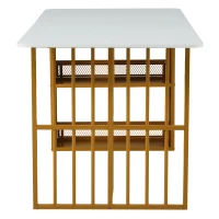 Table à Manger Moderne Rectangulaire avec Espace de Rangement Intégré, Blanc(m-8)