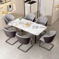 Ensemble de 2 chaises de salle à manger modernes en velours Teddy avec dossier rembourré, Gris(m-5)