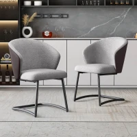 Ensemble de 2 chaises de salle à manger modernes en velours Teddy avec dossier rembourré, Gris(m-1)