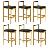 Ensemble de 6 Chaises de Salle à Manger Modernes avec Pieds en Métal pour Salon et Salle à Manger, Noir+Or(m-2)