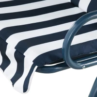 Outsunny 3 Seater Canopy Swing Chair Outdoor Garden Bench with Adjustable Canopy and Metal Frame - Blue Stripes(m-9)