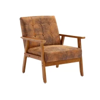 Fauteuil Relax Mid-Century Modern avec Accoudoirs et Pieds en Bois Massif pour Salon et Chambre à Coucher, Café(m-2)