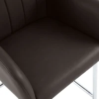 Ensemble de 2 chaises de salle à manger modernes en similicuir avec assise rembourrée et pieds métalliques, 56x50x86 cm, Marron foncé(m-8)