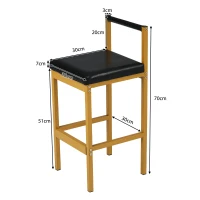 Ensemble de 6 Chaises de Salle à Manger Modernes avec Pieds en Métal pour Salon et Salle à Manger, Noir+Or(m-3)